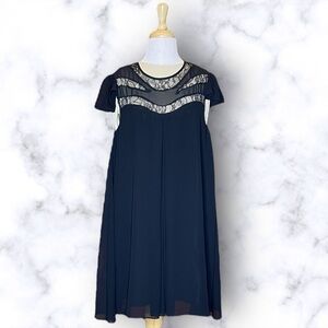 Black Baby Doll Dress Lace Sheer Top Flutter Sleeve Wednesday Adams